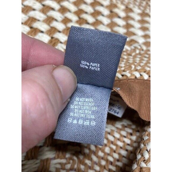 Aerie Womens OSFM Distressed 17" Wide Brim Beige & Ivory Straw Summer Hat Beach - Picture 8 of 10